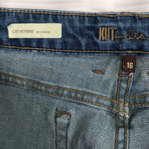 Kut from the Kloth Catherine Boyfriend Distressed Patchwork Jeans Womens Size 16 - Picture 6 of 7